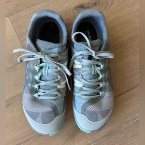 Merrell VibramWomen's Light Gray and Mint barefoot Athletic Shoes